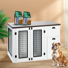 Furniture Style Dog Cage, Wooden Dog Cage, Double Door Dog Cage, Side Cabinet Dog Cage, Dog Crate