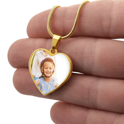 Personalized Heart Necklace w/Picture & Engraving