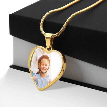 Personalized Heart Necklace w/Picture & Engraving