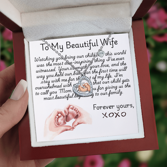 Customized Baby Feet Heart Necklace