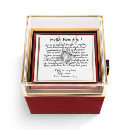 Love Knot Customizable Necklace w/Revealing Luxurious Rose Gift Box