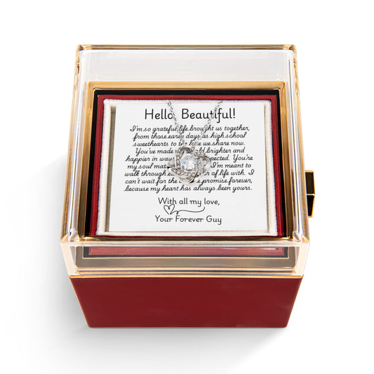 Love Knot Customizable Necklace w/Revealing Luxurious Rose Gift Box