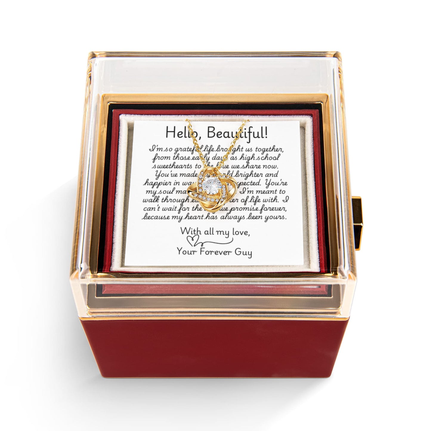 Love Knot Customizable Necklace w/Revealing Luxurious Rose Gift Box