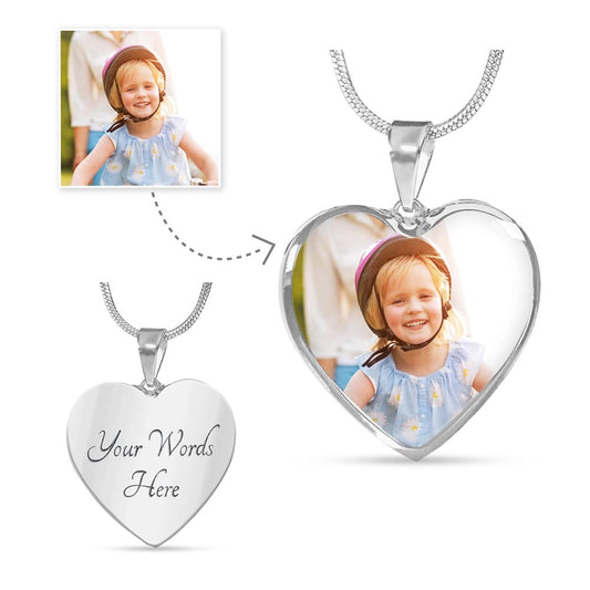 Personalized Heart Necklace w/Picture & Engraving
