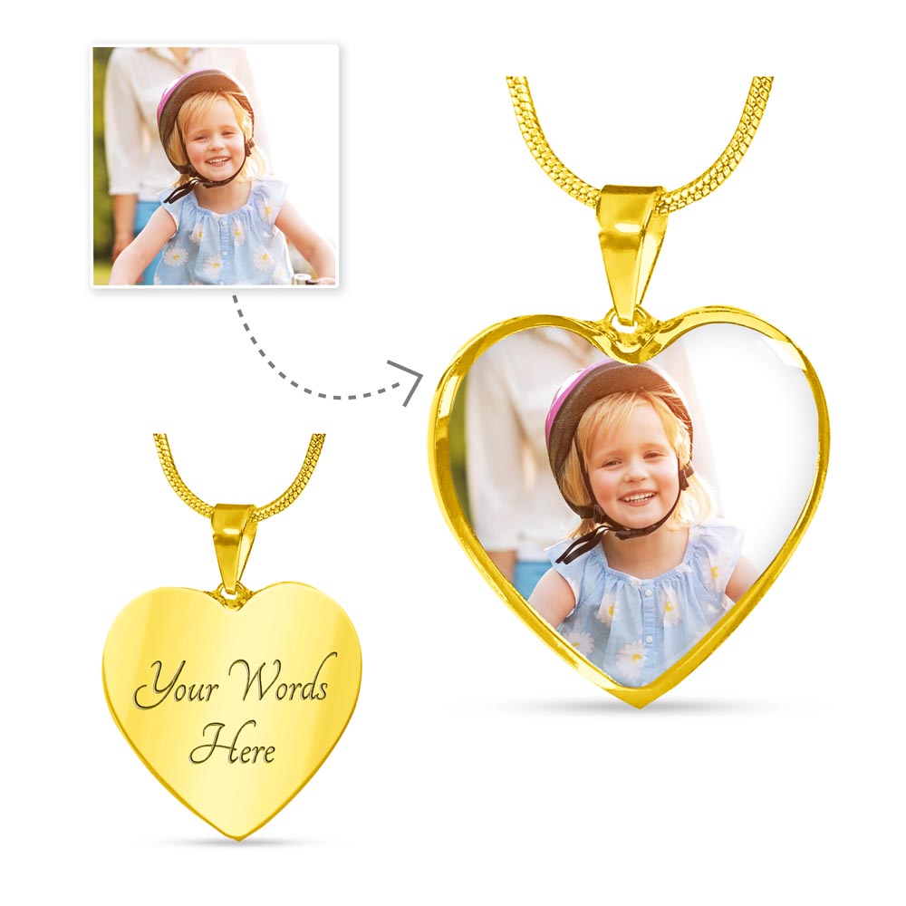 Personalized Heart Necklace w/Picture & Engraving