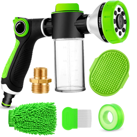 Dual-Use Dog Wash Hose with 8 Spray Modes and Soap Dispenser