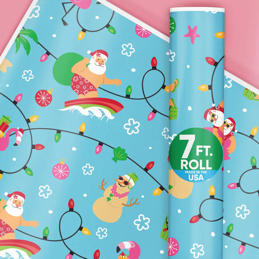 Tropical Santa Christmas Gift Wrap Roll