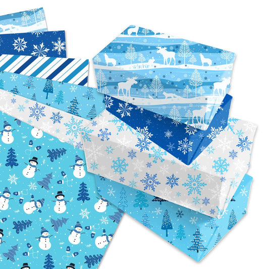 Snowflake Holiday Gift Wrap Set 12 Sheets
